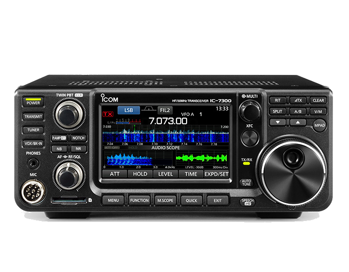 El ICOM IC-7300 es un transceptor HF/50/70MHz con pantalla de espectro en tiempo real líder en su clase, función cascada de alta resolución y pantalla de audio. Sistema de muestreo directo de RF, y un largo etc.