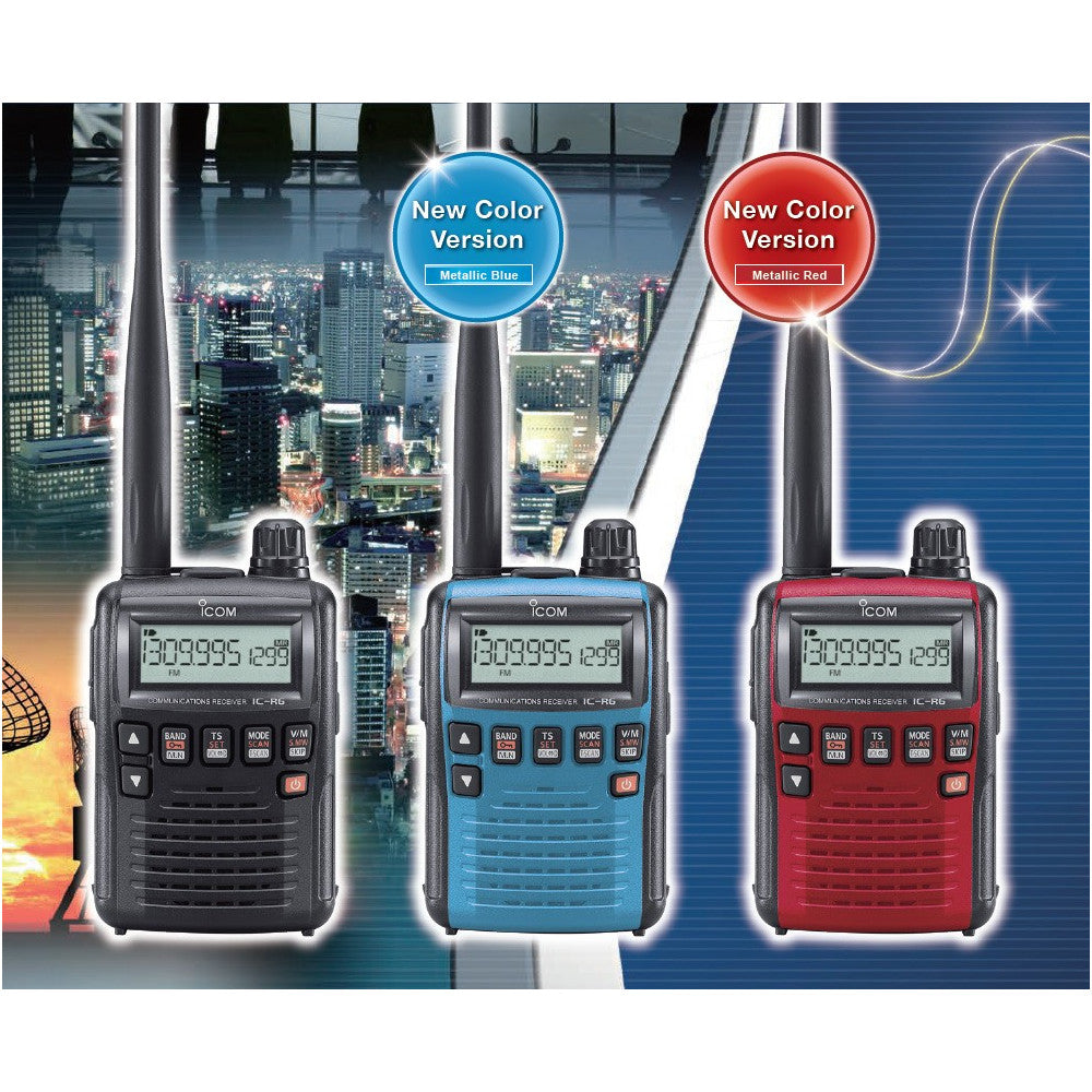 El ICOM IC-R6, es un receptor portátil AM-FM-WFM 0,1-1.309,995Mhr. Su nueva versión está disponible actualmente en varias opciones de color externo.